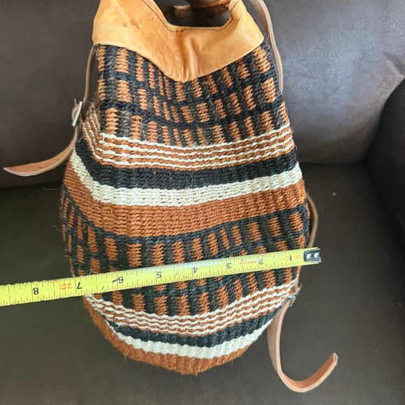 80’s weave basket bag farmers market bag medium sisal bag pack backpack artisan - Picture 7 of 11